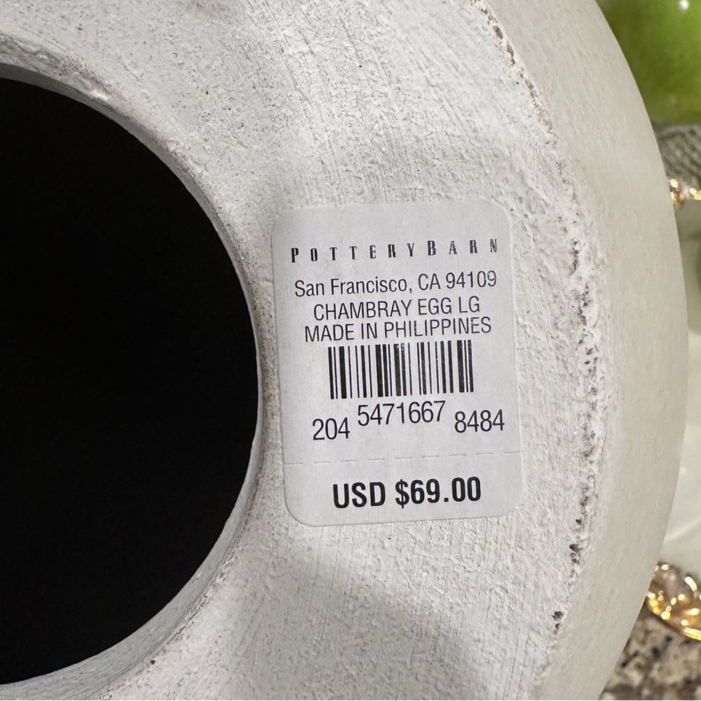 ✨ Pottery Barn Large Decorative Chambray Egg – Neutral Home Decor - Picture 6 of 6